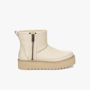 Ugg Classic Rebel Biker Mini Läder Klassiska Stövlar Dam Vita (139526ZOX)